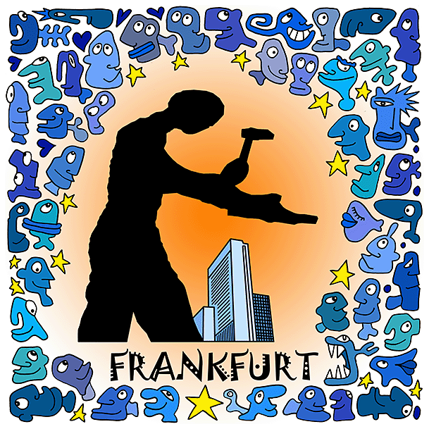 Frankfurt, hammering man (hommage an Jonathan Borowsky)